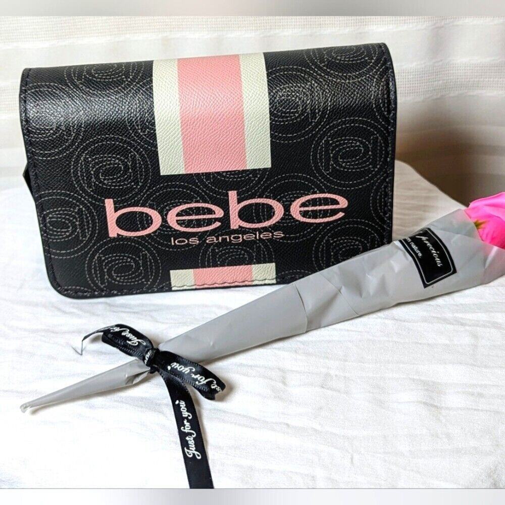 NWT Bebe (Los Angelas) Ember Crossbody Handbag Black/Pink Chain Link Handle